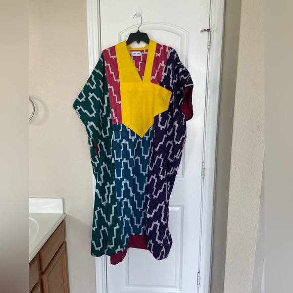 Dye lab Adire Tie dye African bubu Agbada kaftan kimono NWOT - Picture 3 of 8